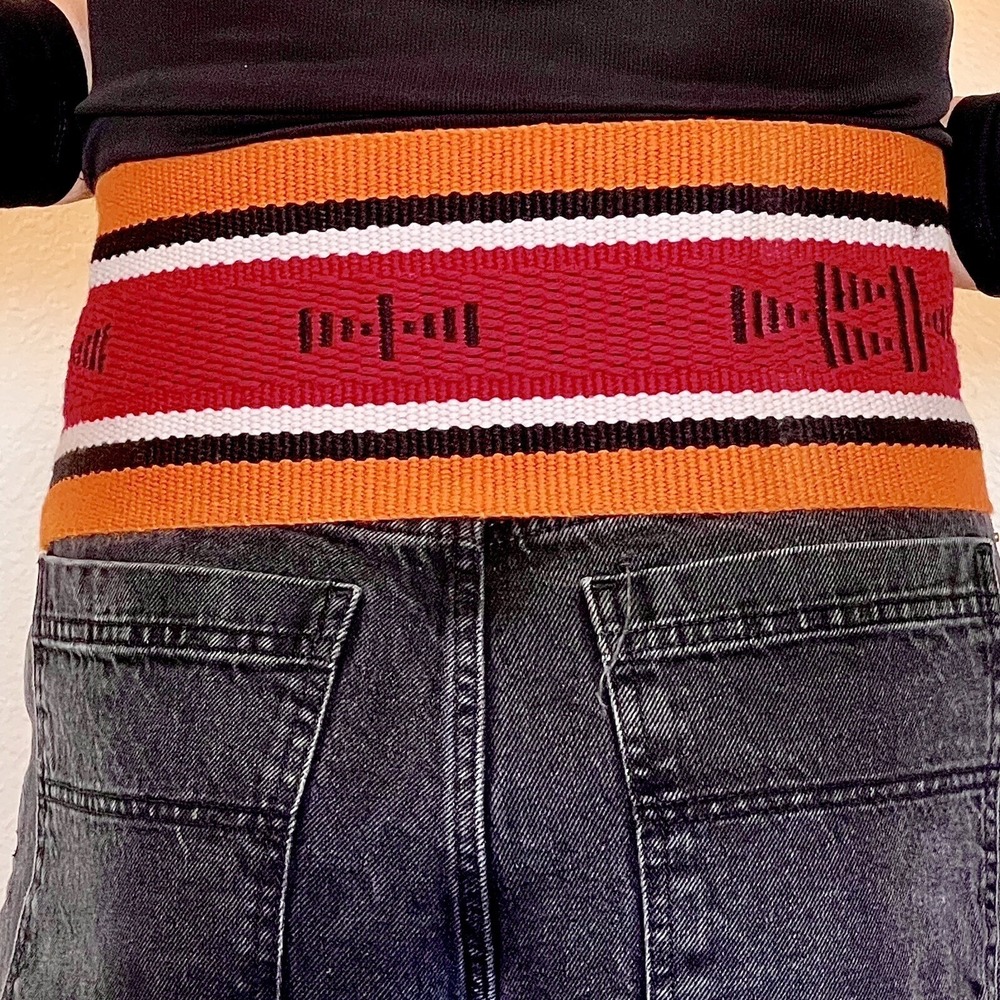 Vintage Navajo Woven Sash Belt 92" x 5" Wool 1960s Ceremonial Fringe Hand Loom - Picture 3 of 4